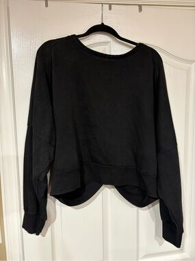 Women’s Black Cropped Crewneck Sweatshirt with twist back detail
